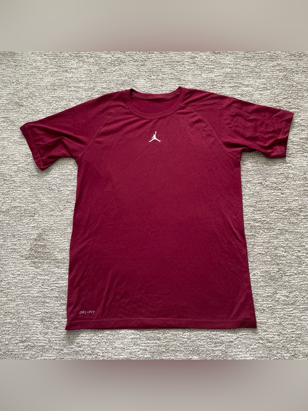 Jordan Dri-Fit Maroon Men's Medium Crew Neck Short Sleeve Center Logo T-Shirt